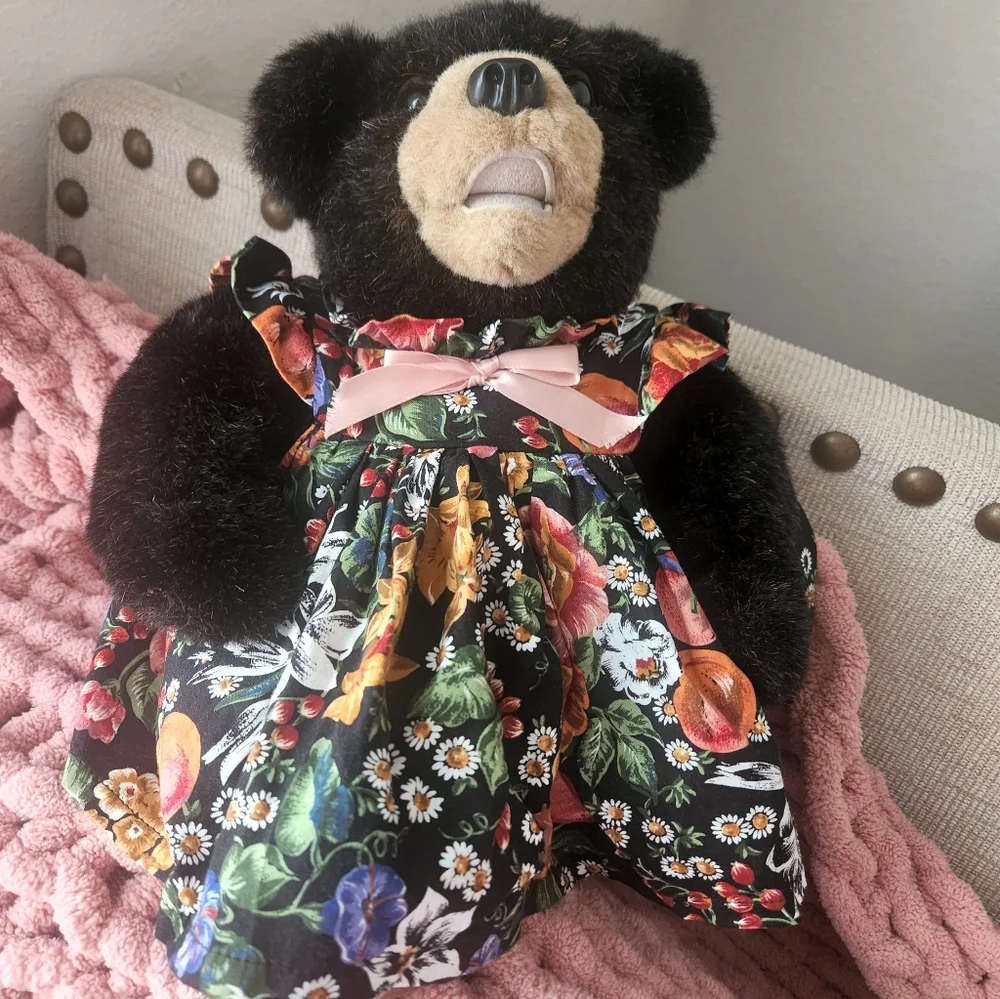 Floral Dress Teddy Bear Vintage